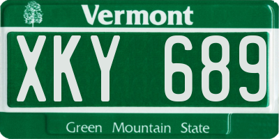 VT license plate XKY689