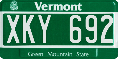VT license plate XKY692