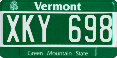 VT license plate XKY698