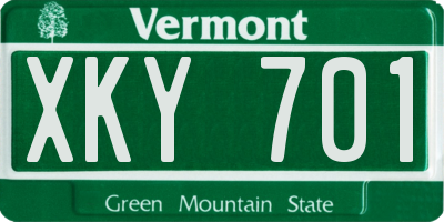 VT license plate XKY701