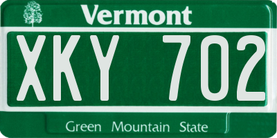 VT license plate XKY702