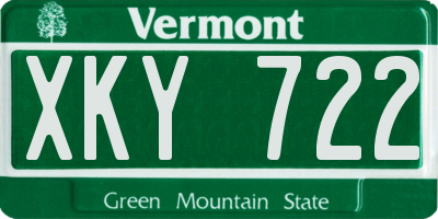 VT license plate XKY722