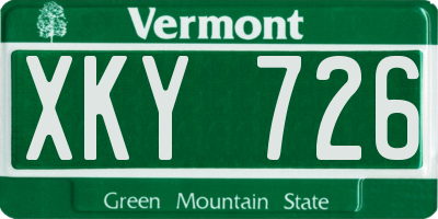 VT license plate XKY726