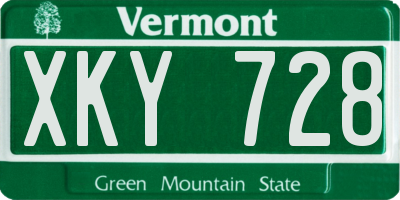 VT license plate XKY728