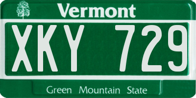 VT license plate XKY729