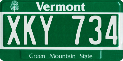 VT license plate XKY734