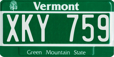 VT license plate XKY759