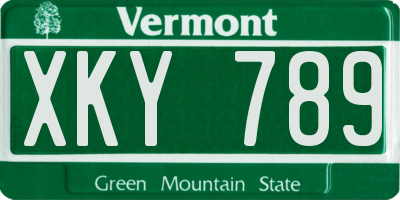 VT license plate XKY789