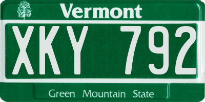 VT license plate XKY792
