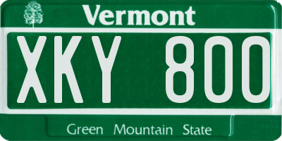 VT license plate XKY800