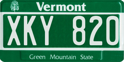 VT license plate XKY820
