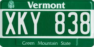 VT license plate XKY838