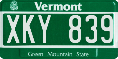 VT license plate XKY839