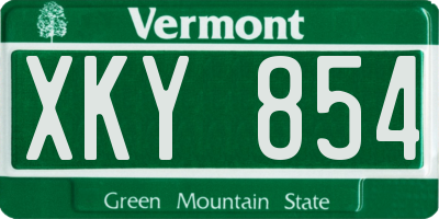 VT license plate XKY854