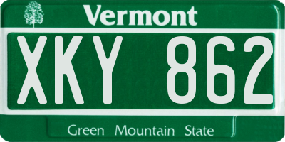 VT license plate XKY862