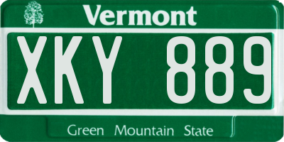 VT license plate XKY889