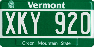 VT license plate XKY920