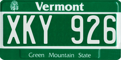 VT license plate XKY926