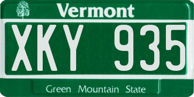 VT license plate XKY935