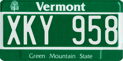VT license plate XKY958