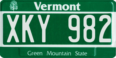 VT license plate XKY982