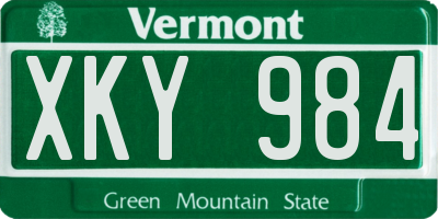 VT license plate XKY984