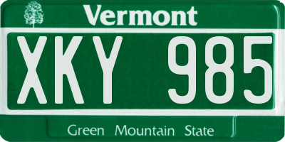 VT license plate XKY985