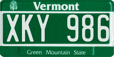 VT license plate XKY986