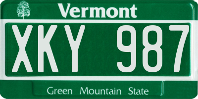 VT license plate XKY987