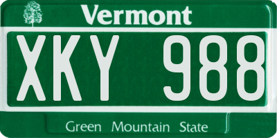 VT license plate XKY988