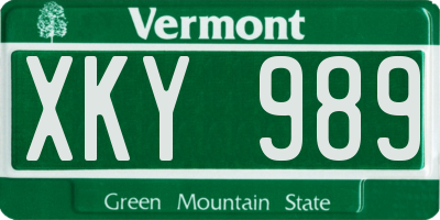 VT license plate XKY989