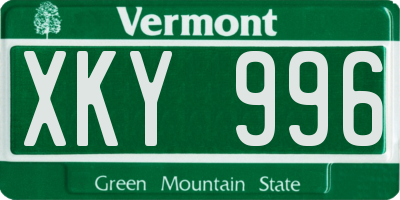 VT license plate XKY996