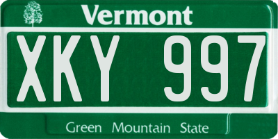VT license plate XKY997