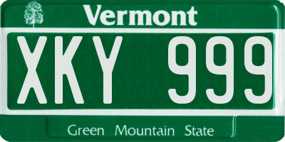 VT license plate XKY999