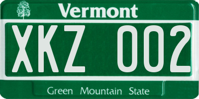 VT license plate XKZ002