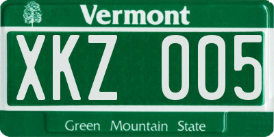 VT license plate XKZ005