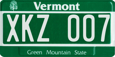 VT license plate XKZ007