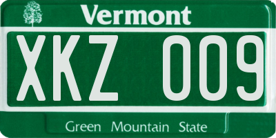 VT license plate XKZ009