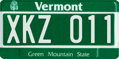VT license plate XKZ011