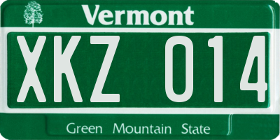 VT license plate XKZ014