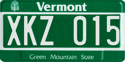 VT license plate XKZ015