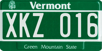 VT license plate XKZ016