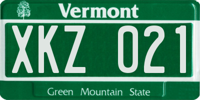 VT license plate XKZ021