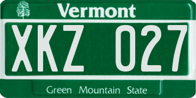 VT license plate XKZ027