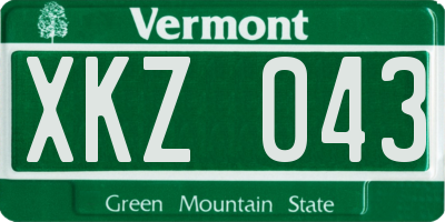 VT license plate XKZ043