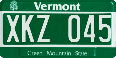 VT license plate XKZ045