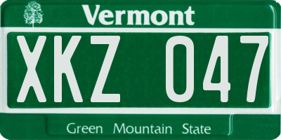 VT license plate XKZ047