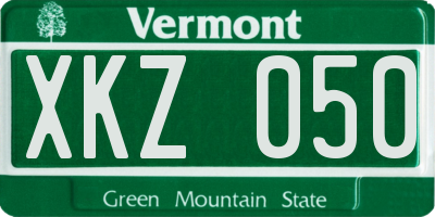 VT license plate XKZ050