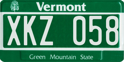 VT license plate XKZ058