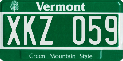 VT license plate XKZ059